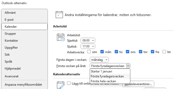 Outlook visar fel veckonummer - KH Consulting AB